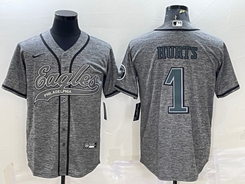 Men's Philadelphia Eagles ACTIVE PLAYER Custom Gray With Patch Cool Base Stitched Baseball Jersey